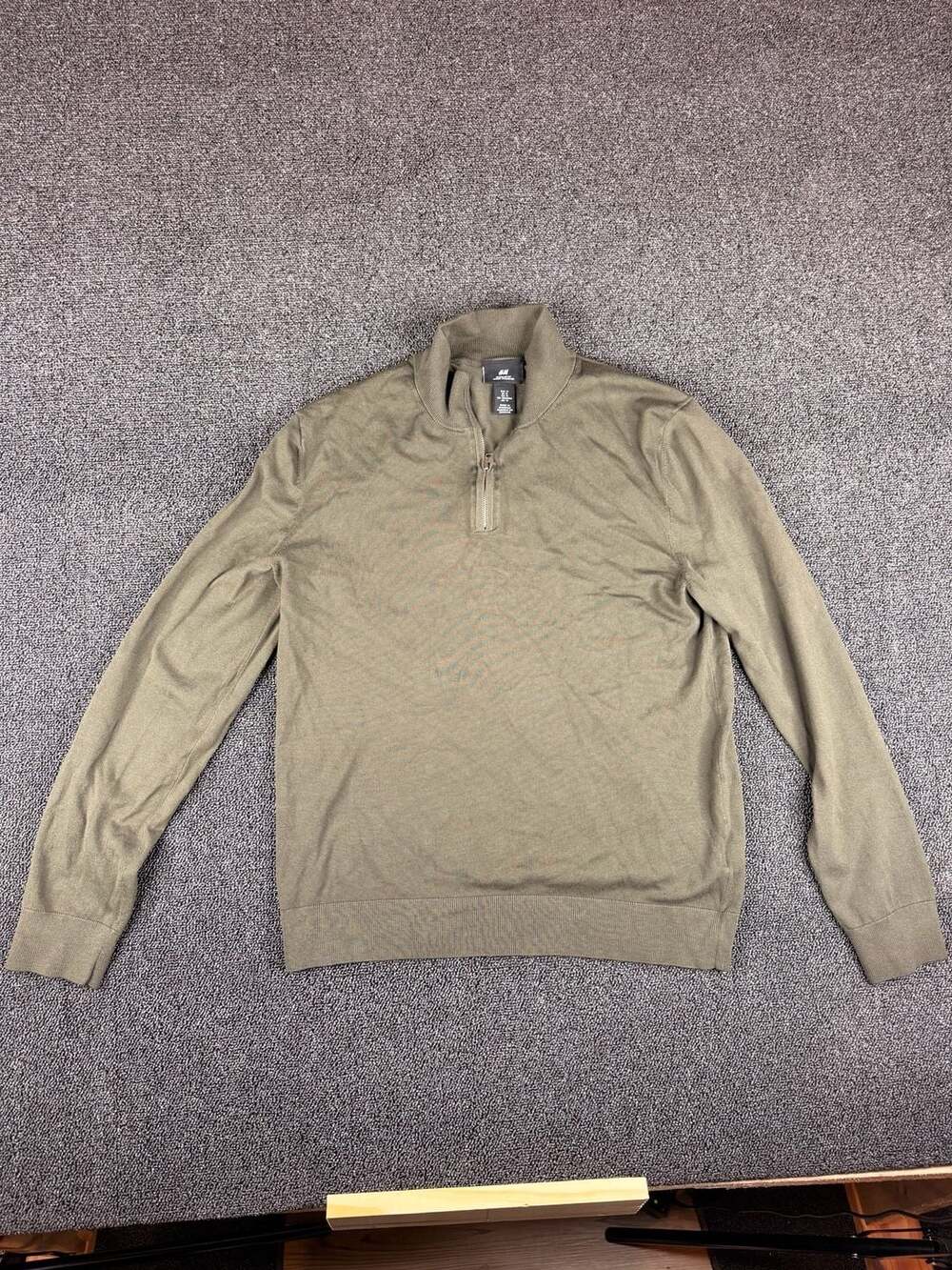 H&M Regular Fit Half-Zip Sweater Olive Green Men's Size M